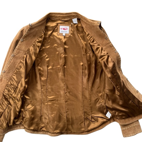 Roper Women’s Sz Medium Soft Suede Leather Lined Pearl Snap Cuffs Western Jacket - Picture 12 of 16